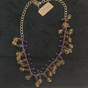 Erica Lyons Gold and Purple Beaded Necklace